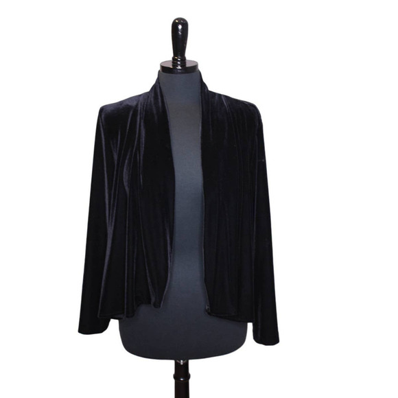 Vintage Kiki Black Velour Blazer Cape Jacket - Picture 1 of 3